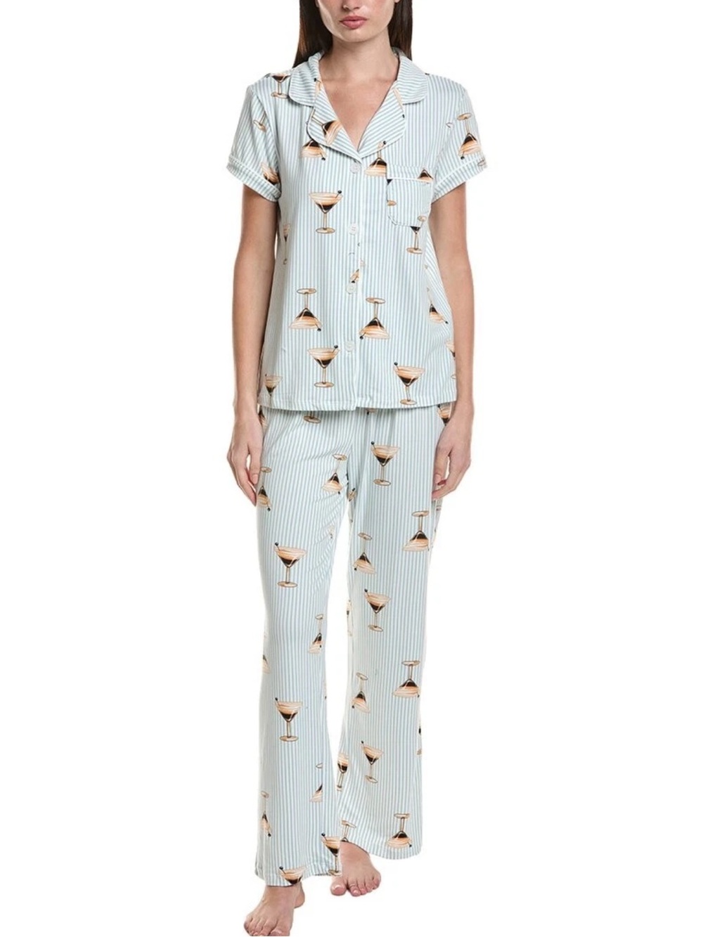 tarte Striped Espresso Martinini Pajama Set - Light Blue